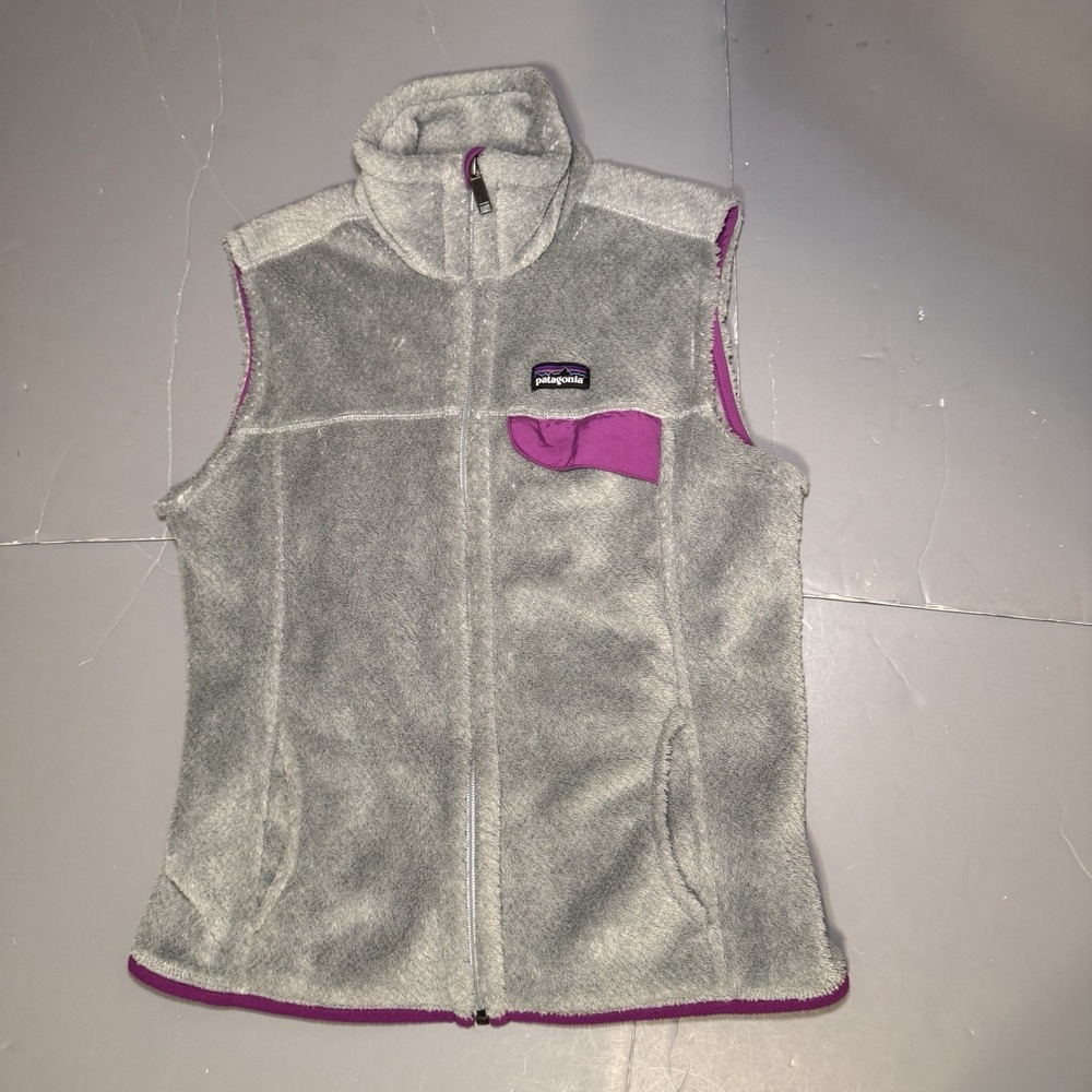 Patagonia Full Zip Retool Vest Womens S Small Gray Purple Polartec Fleece